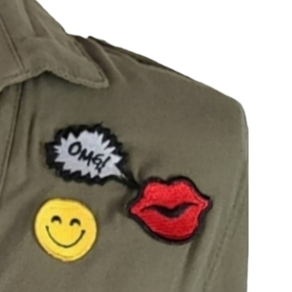 Army Olive Green Patched Shirt Dress - Picture 3 of 6